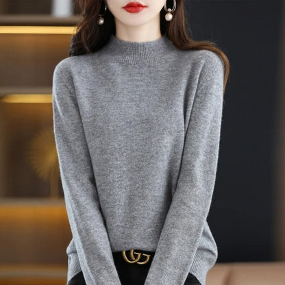 100 Percent Pure Wool Half Neck Pullover Autumn Winter Cashmere Sweater