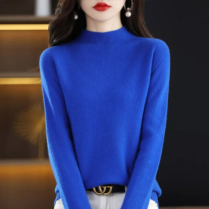 100 Percent Pure Wool Half Neck Pullover Autumn Winter Cashmere Sweater
