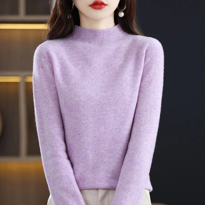 100 Percent Pure Wool Half Neck Pullover Autumn Winter Cashmere Sweater