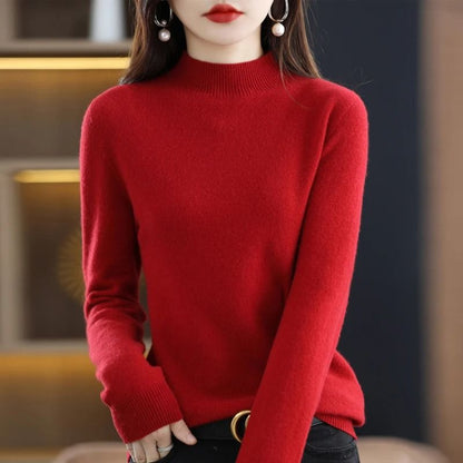 100 Percent Pure Wool Half Neck Pullover Autumn Winter Cashmere Sweater
