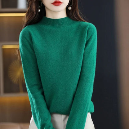 100 Percent Pure Wool Half Neck Pullover Autumn Winter Cashmere Sweater