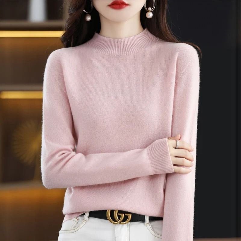 100 Percent Pure Wool Half Neck Pullover Autumn Winter Cashmere Sweater