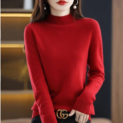 100 Percent Pure Wool Half Neck Pullover Autumn Winter Cashmere Sweater