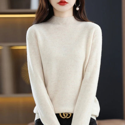 100 Percent Pure Wool Half Neck Pullover Autumn Winter Cashmere Sweater