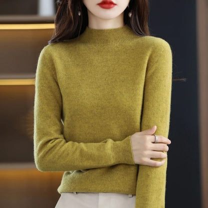 100 Percent Pure Wool Half Neck Pullover Autumn Winter Cashmere Sweater