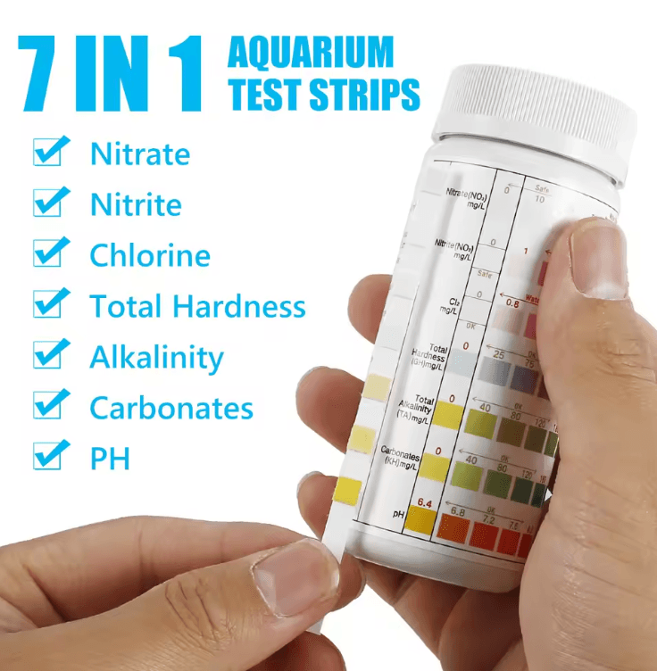 AquaCheck 7 in 1 Aquarium Water Test Strips 100 Count Kit