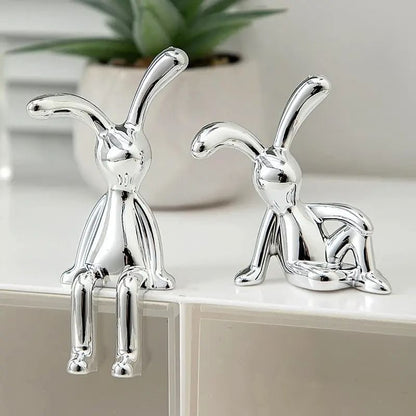 Cute Long Eared Rabbit Figurine Set