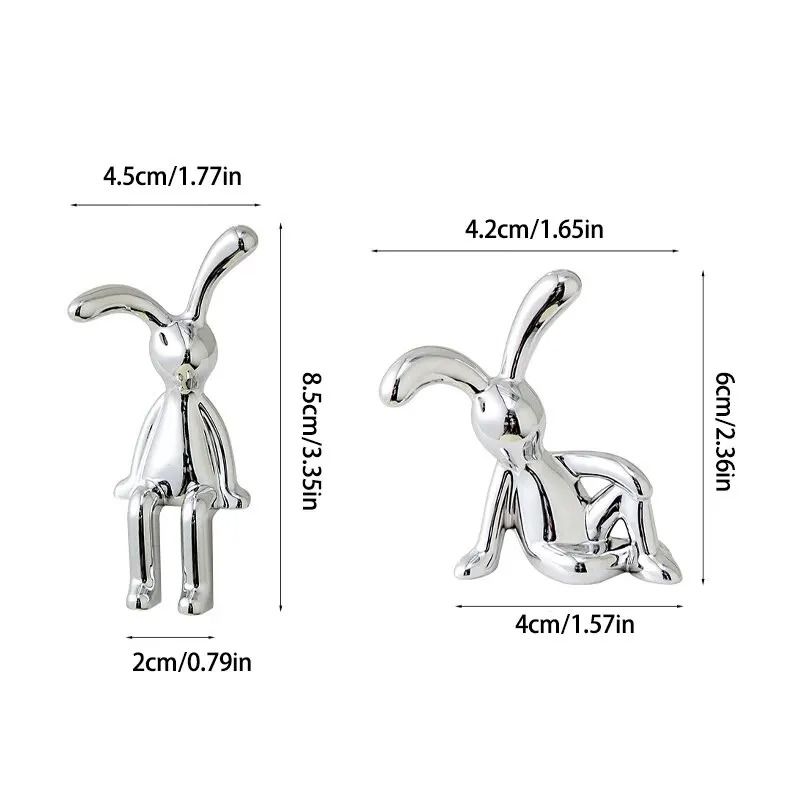 Cute Long Eared Rabbit Figurine Set
