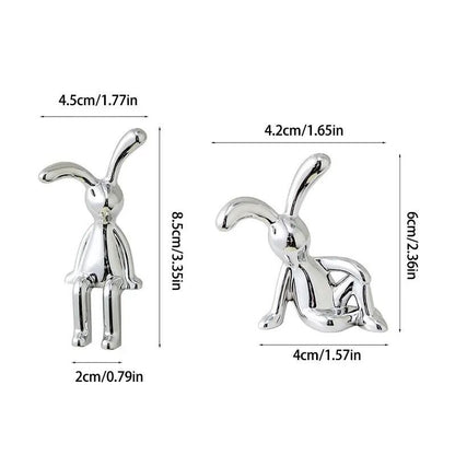 Cute Long Eared Rabbit Figurine Set