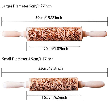 Engraved Wooden Rolling Pin for Decorative Baking
