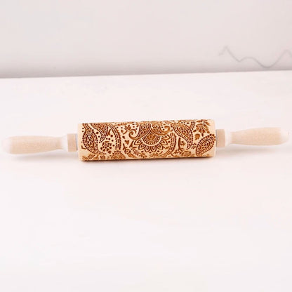 Engraved Wooden Rolling Pin for Decorative Baking