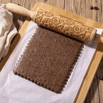 Artisan Pattern Engraved Rolling Pin for Cookies and Fondant Designs