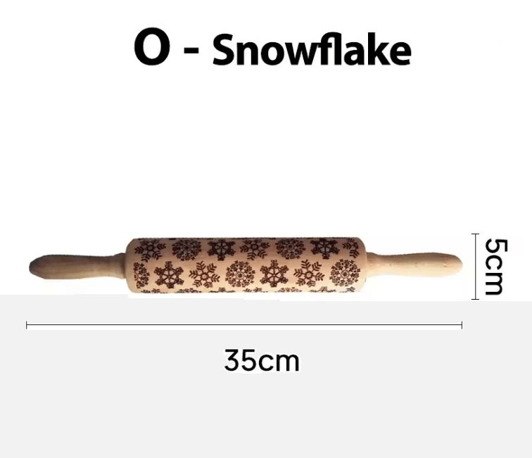 FrostCraft Christmas Embossed Wooden Rolling Pin for Holiday Cookie Designs