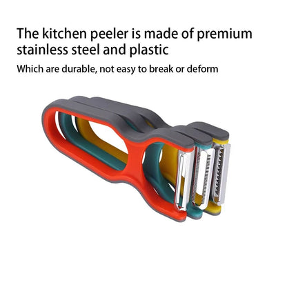 3-Piece Stainless Steel Multi-Function Peeler & Slicer Set – Versatile Kitchen Tool for Fruits, Vegetables & Potatoes