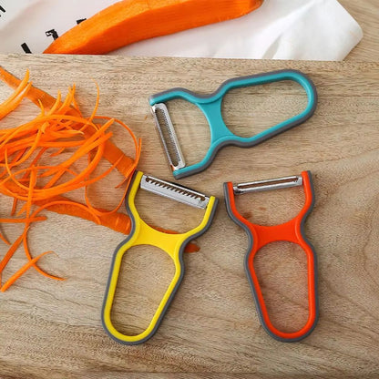 3-Piece Stainless Steel Multi-Function Peeler & Slicer Set – Versatile Kitchen Tool for Fruits, Vegetables & Potatoes