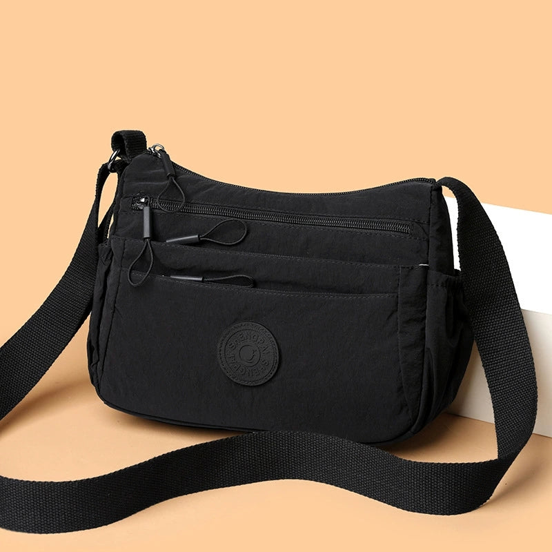 Solid Color Multi-Layer Crossbody Bag for Women, Casual Multi-Pocket Tote for Commuting, Travel, Shopping