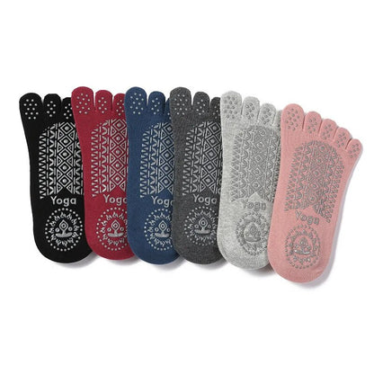 Comfortable Women Breathable Yoga Socks, Five Toe Silicone Non-Slip Bandage Pilates Socks for Ballet, Fitness, and Home