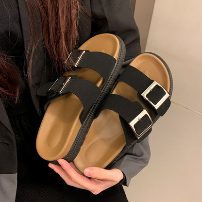 Summer Cork Sandals, Classic Open Toe Flat Slippers with Soft Thick Sole for Beach & Casual Wear