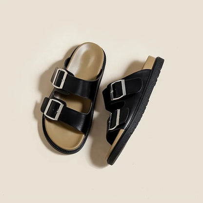 Summer Cork Sandals, Classic Open Toe Flat Slippers with Soft Thick Sole for Beach & Casual Wear