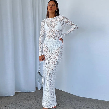 Autumn New, Sexy See Through Long Sleeve Dress, Womens Clothing