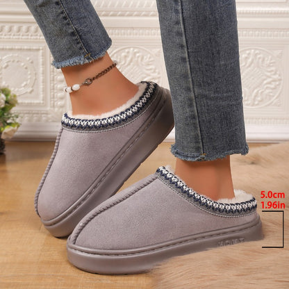 Cozy Winter Cashmere Warm Slippers for Women, Thick Sole Heelless Half Mop Uggs Style Indoor Shoes