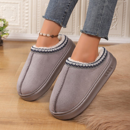 Cozy Winter Cashmere Warm Slippers for Women, Thick Sole Heelless Half Mop Uggs Style Indoor Shoes