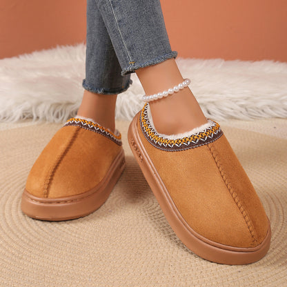 Cozy Winter Cashmere Warm Slippers for Women, Thick Sole Heelless Half Mop Uggs Style Indoor Shoes