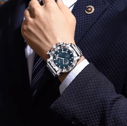 Poedagar Luxury Chronograph Watch for Men Stainless Steel Waterproof Design