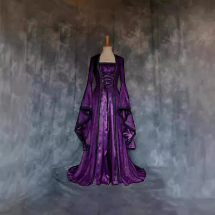 New Vintage Dress, Elegant Century Long Dress, Fashionable Vintage Style for Halloween