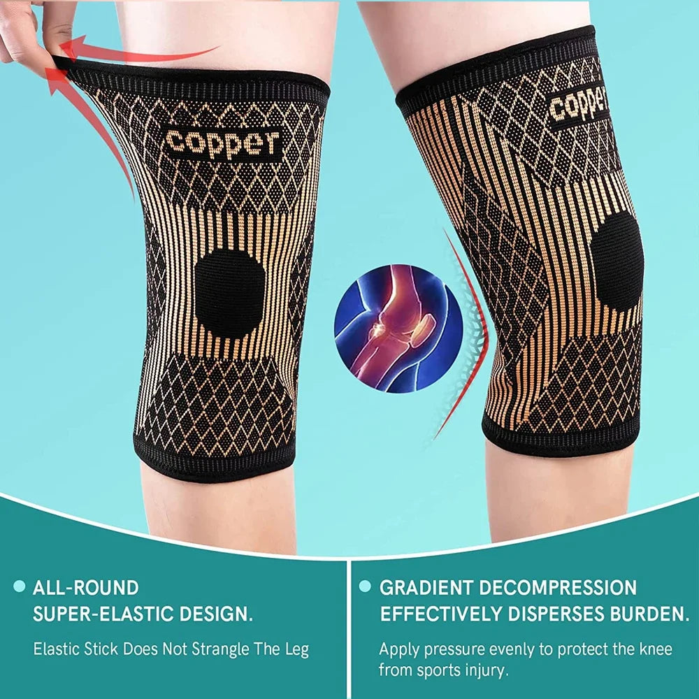 Compression Sleeve for Knee Pain, Copper Knee Brace for Arthritis Relief, Sports and Workout Support