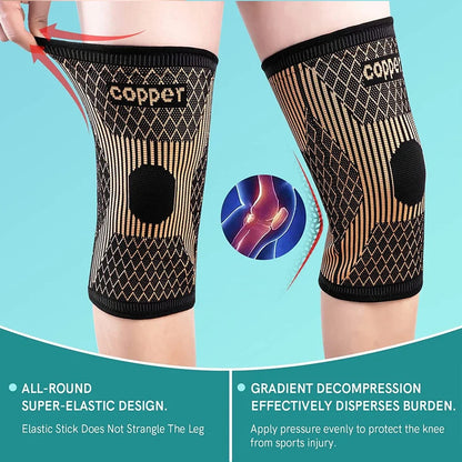 Compression Sleeve for Knee Pain, Copper Knee Brace for Arthritis Relief, Sports and Workout Support