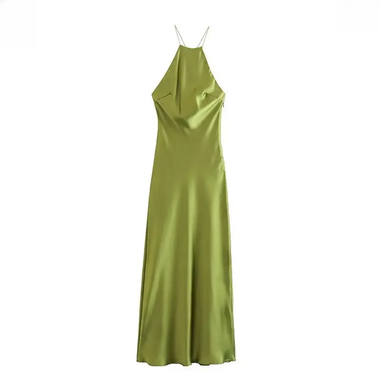 Western Style Sleeveless Dress, Summer New Womens Tanksilk Satin Feeling Fashion