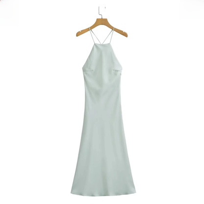 Western Style Sleeveless Dress, Summer New Womens Tanksilk Satin Feeling Fashion