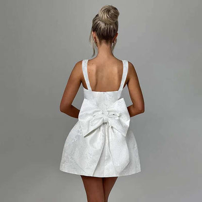 Women's Dress, Spring Summer Spaghetti Strap, Jacquard Waist Wrap A Line, Bow Detail, Nightclub Sexy Party