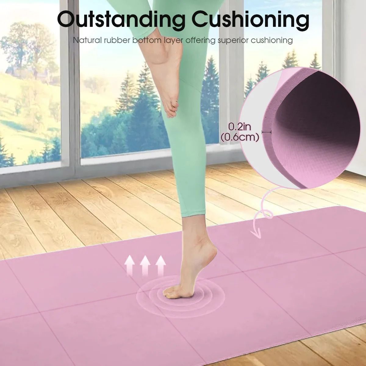 Non-Slip Yoga Mat – Lightweight, Cushioned and Portable Fitness Mat for Home, Gym, and Travel
