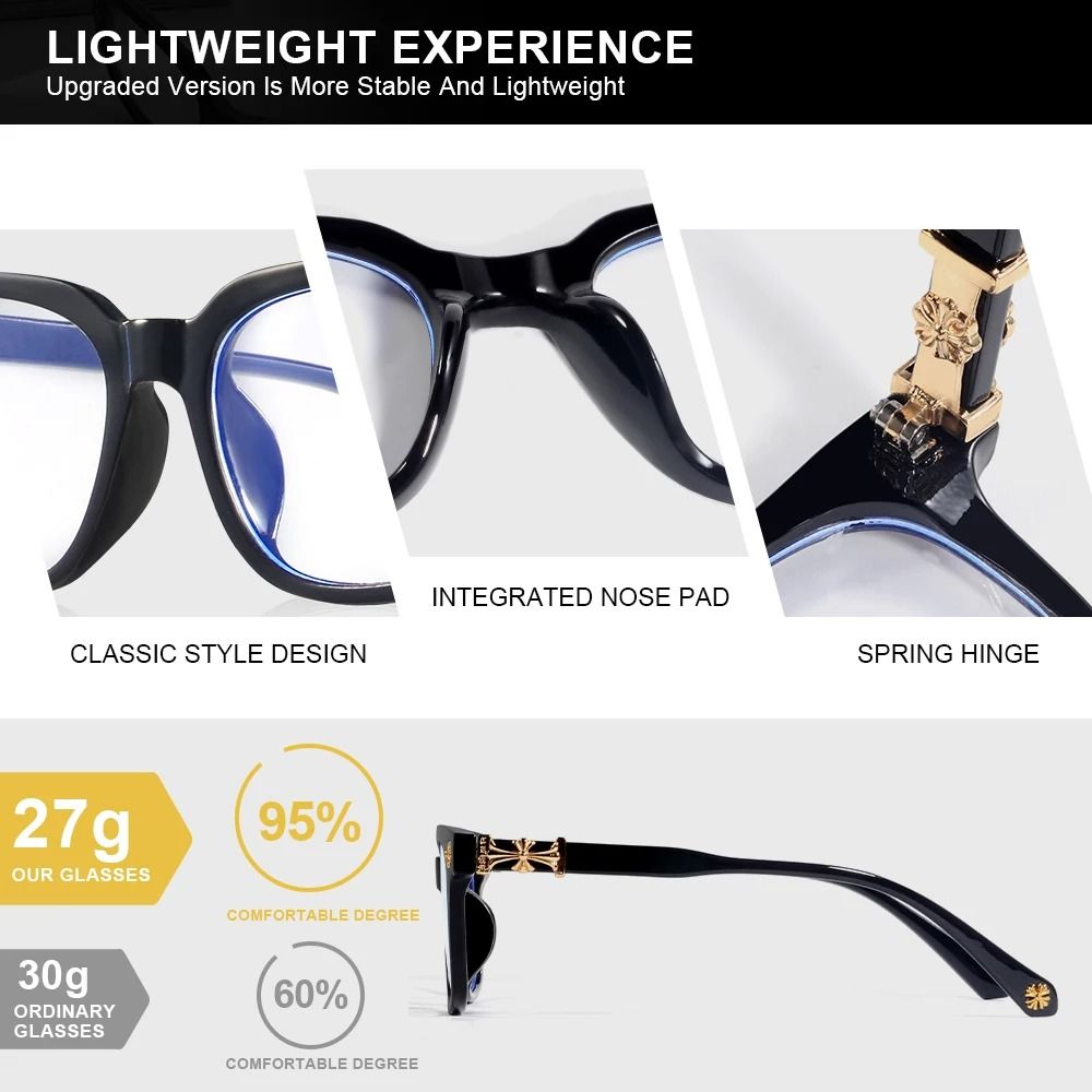 Classic Square Anti Blue Light Glasses for Reading and Computer Use
