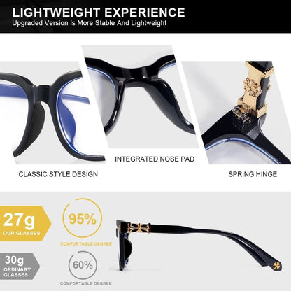 Classic Square Anti Blue Light Glasses for Reading and Computer Use