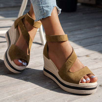 Open Toe Platform Wedge Sandals for Women, Casual Zipper Fish Mouth Shoes, Lightweight Non Slip Designer Sandals