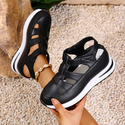 New Women Closed Toe Sandals, High Quality Wedge Shoes, Summer Buckle Strap Office and Career Sandals