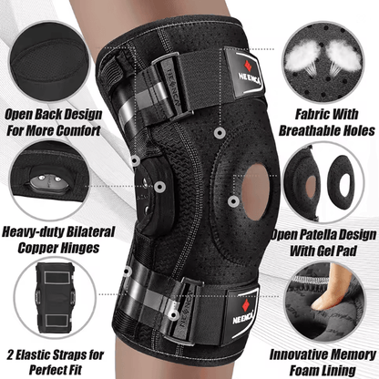 Neenca Hinged Knee Brace with Copper Stabilizers and Patella Gel Support