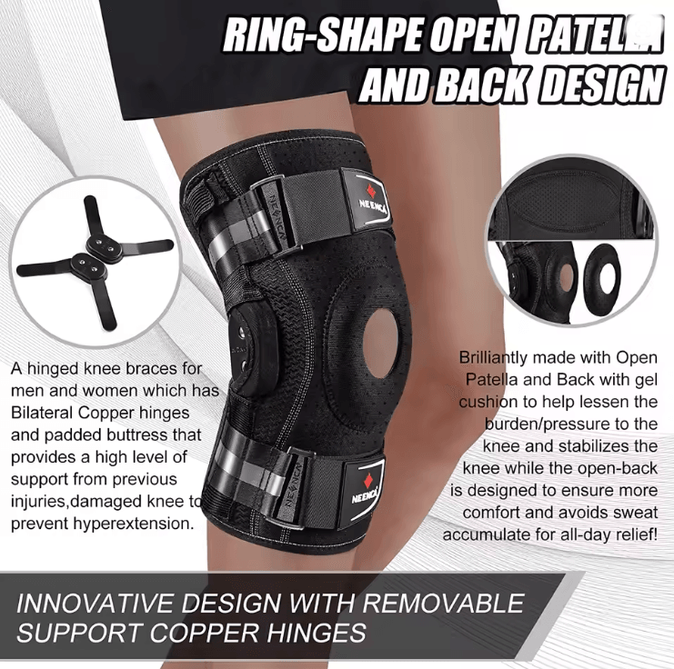 Neenca Hinged Knee Brace with Copper Stabilizers and Patella Gel Support