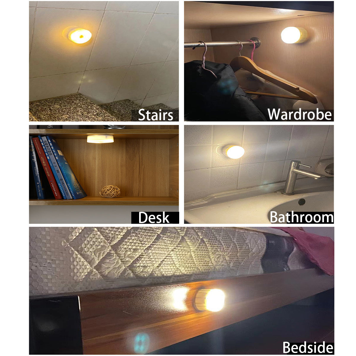 Small Battery Powered LED Lamp, 3 Mode Eye Protection Night Light for Bedside, Kitchen Cabinet, Wardrobe, Staircase
