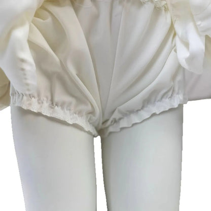 Women's Sweet White Fluffy Mini Skirt, High Waist Ballet Style, Fashionable Polyester Fiber Half Length Skirt