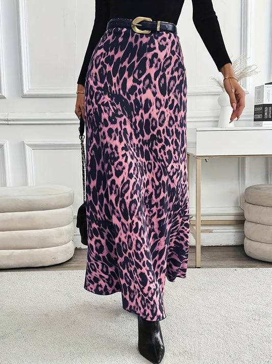 Plus Size Autumn Skirt, Women's A-Line Mid-Length Skirt, Flowy High Waist Tummy Control Style