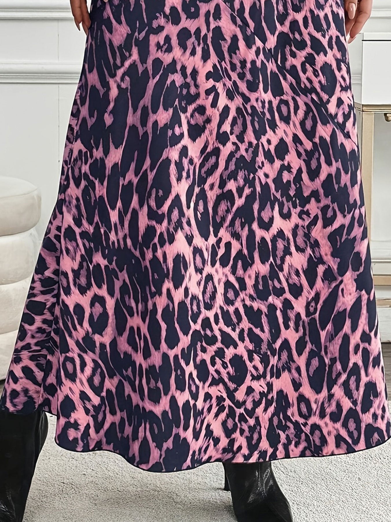 Plus Size Autumn Skirt, Women's A-Line Mid-Length Skirt, Flowy High Waist Tummy Control Style