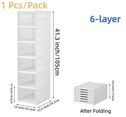 6 Layers Transparent Foldable Shoe Storage Box