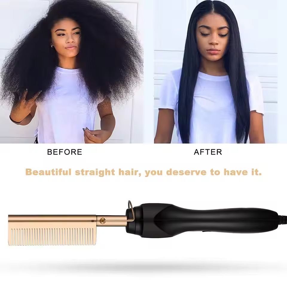 HeatGlide 2 in 1 Electric Hot Comb and Beard Straightener for Smooth, Frizz Free Styling