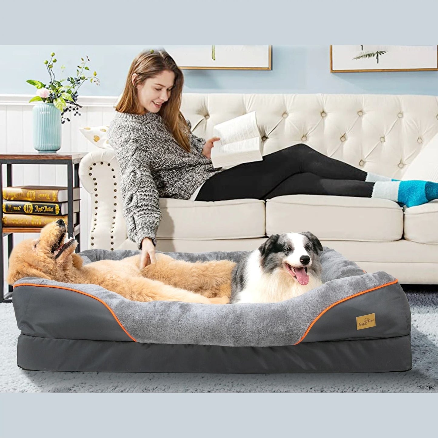 Large Dog Bed With Washable Cover And Waterproof Base