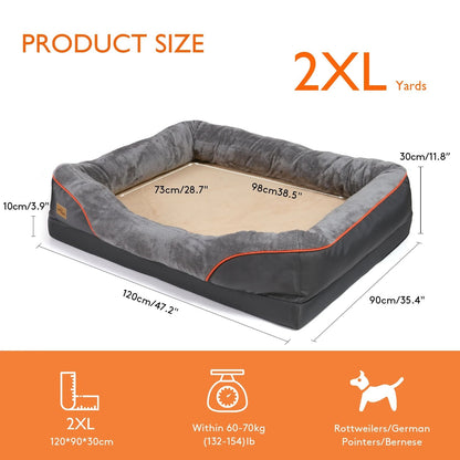 Large Dog Bed With Washable Cover And Waterproof Base