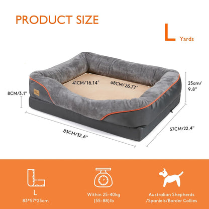 Large Dog Bed With Washable Cover And Waterproof Base